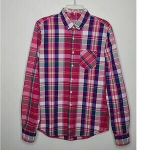 Pull&Bear pink plaid long sleeve button down shirt - medium